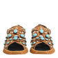 Dolce & Gabbana Brown Leather Studded Slides Sandals Shoes