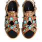 Dolce & Gabbana Brown Leather Studded Slides Sandals Shoes