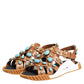 Dolce & Gabbana Brown Leather Studded Slides Sandals Shoes