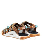 Dolce & Gabbana Brown Leather Studded Slides Sandals Shoes