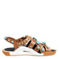 Dolce & Gabbana Brown Leather Studded Slides Sandals Shoes