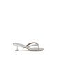 Amina Muaddi Silver Calf Leather Bos Taurus Stiletto Heel Sandals