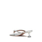 Amina Muaddi Silver Calf Leather Bos Taurus Stiletto Heel Sandals