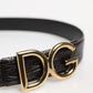 Dolce & Gabbana Black Exotic Leather DG Logo Buckle Belt