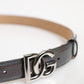 Dolce & Gabbana Metallic Leather Silver Tone Logo Buckle Belt