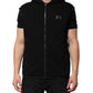 Dolce & Gabbana Black Sleeveless Hooded Logo Plaque Jacket