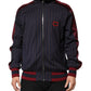 Dolce & Gabbana Blue Red Striped Logo Plaque Full Zip Jacket