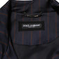 Dolce & Gabbana Blue Red Striped Logo Plaque Full Zip Jacket