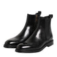 Dolce & Gabbana Black Chelsea Leather Mid Calf Boots Shoes