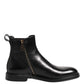 Dolce & Gabbana Black Chelsea Leather Mid Calf Boots Shoes