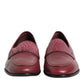 Dolce & Gabbana Burgundy Leather Formal Slip On Shoes