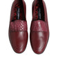 Dolce & Gabbana Burgundy Leather Formal Slip On Shoes
