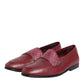 Dolce & Gabbana Burgundy Leather Formal Slip On Shoes