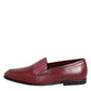 Dolce & Gabbana Burgundy Leather Formal Slip On Shoes
