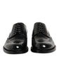 Dolce & Gabbana Black Leather Derby Wingtip Formal Shoes