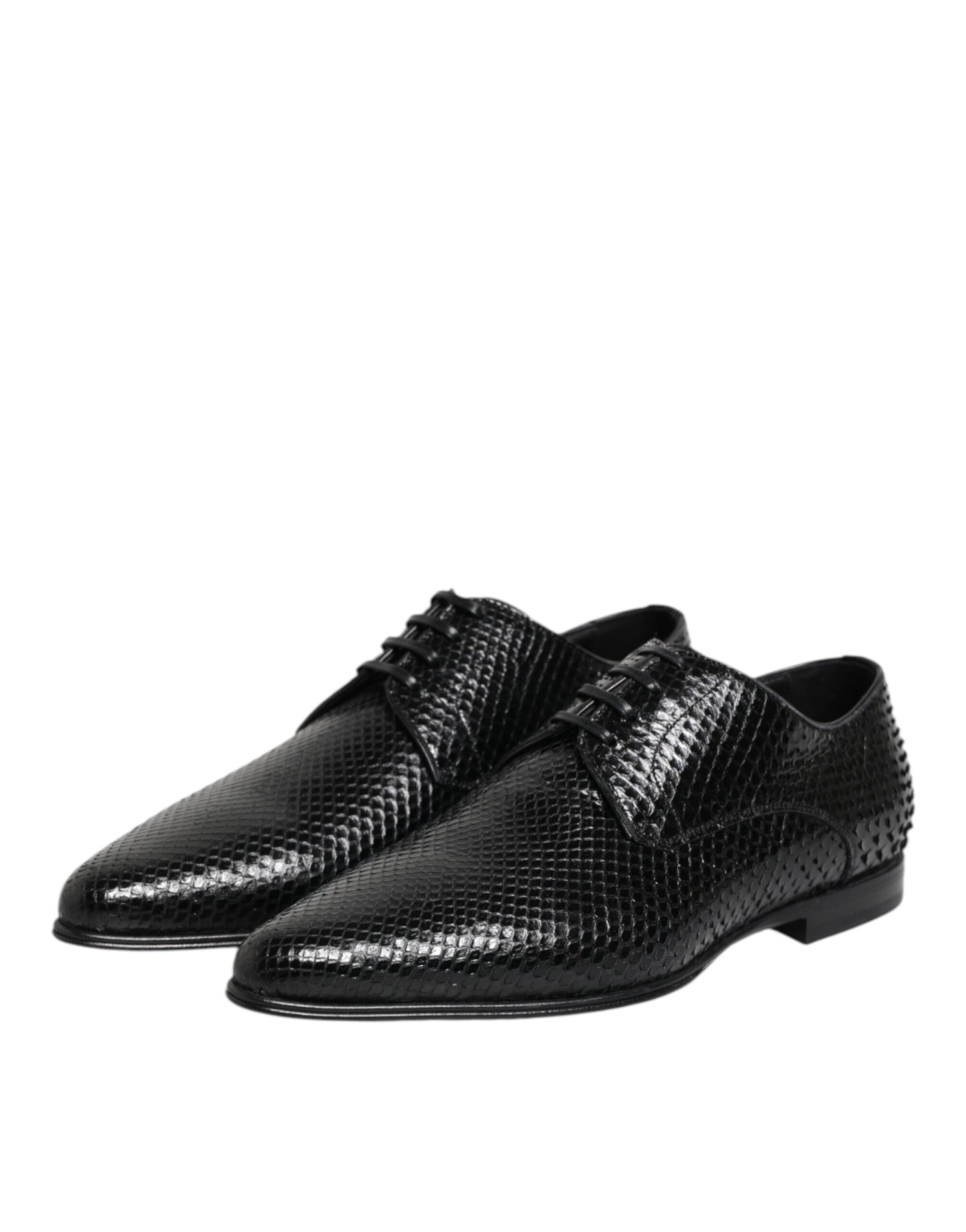 Dolce & Gabbana Black Exotic Leather Lace Up Derby Shoes