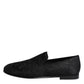 Dolce & Gabbana Black Floral Brocade Loafers Men Dress Shoes