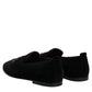 Dolce & Gabbana Black Suede Cross Slip On Loafers Dress Shoes