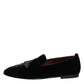 Dolce & Gabbana Black Suede Cross Slip On Loafers Dress Shoes