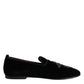 Dolce & Gabbana Black Suede Cross Slip On Loafers Dress Shoes