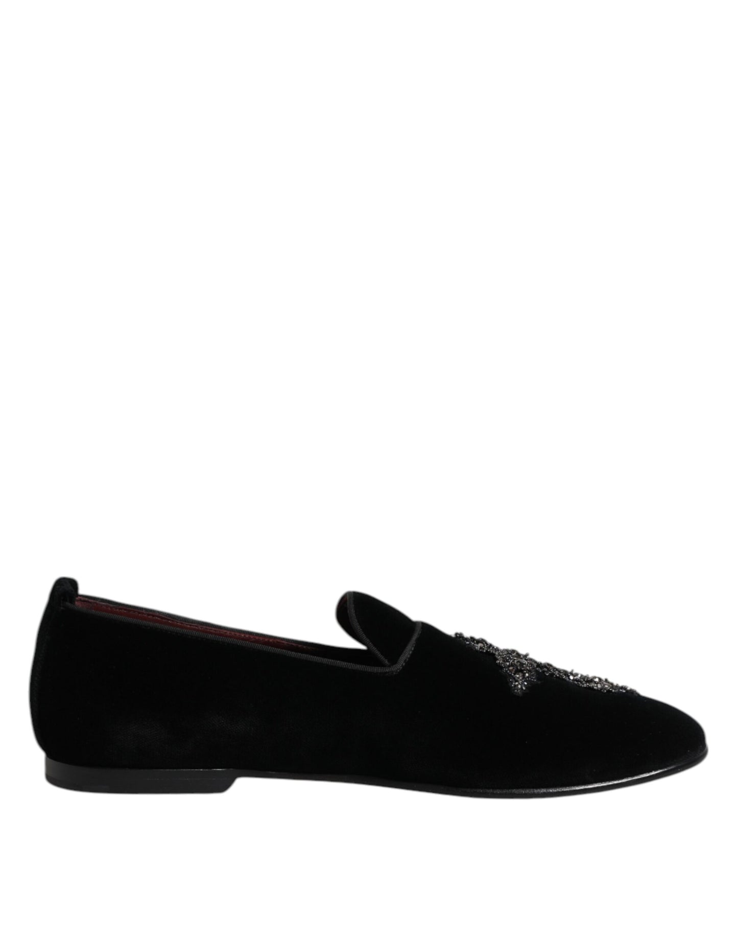 Dolce & Gabbana Black Suede Cross Slip On Loafers Dress Shoes