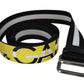 Dolce & Gabbana Black Yellow Logo Striped Metal Buckle Belt