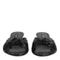 Dolce & Gabbana Black Leather Heels Slides Sandals Shoes