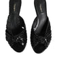 Dolce & Gabbana Black Leather Heels Slides Sandals Shoes