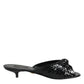 Dolce & Gabbana Black Leather Heels Slides Sandals Shoes