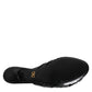 Dolce & Gabbana Black Leather Heels Slides Sandals Shoes