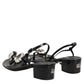 Dolce & Gabbana Black Leather Crystal Ankle Strap Sandals Shoes