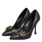Dolce & Gabbana Black Devotion Leather Heels Pumps Shoes