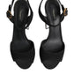 Dolce & Gabbana Black Crystal Ankle Strap Keira Sandal Shoes