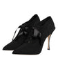 Dolce & Gabbana Black Lace Up Stiletto Heels Pumps Shoes