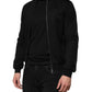 Dolce & Gabbana Black Cotton Logo Full Zip Men Bomber Jacket