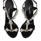 Dolce & Gabbana Black Keira Crystals Heels Sandals Shoes