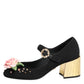Dolce & Gabbana Black Flower Crystal Embellished Mary Jane Shoes