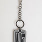 Dolce & Gabbana Black White DG Rubber Logo Silver Men Keychain Keyring