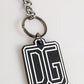 Dolce & Gabbana Black White DG Rubber Logo Silver Men Keychain Keyring