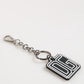 Dolce & Gabbana Black White DG Rubber Logo Silver Men Keychain Keyring