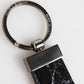 Dolce & Gabbana Black Leather Logo Metal Ring Keychain Holder Men Keyring