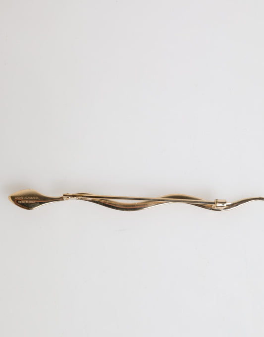 Dolce & Gabbana Gold Brass Red Crystal Spilla Serpente Mens Brooch Pin