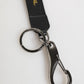 Dolce & Gabbana Black Yellow Polyester DG Logo Silver Keychain Keyring