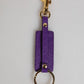 Dolce & Gabbana Purple DG Logo Leather Gold Tone Metal Keyring Keychain