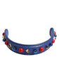 Dolce & Gabbana Blue Embellished Leather Bag Handle Women Shoulder Strap