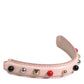 Dolce & Gabbana Light Pink Embellished Leather Bag Handle  Shoulder Strap
