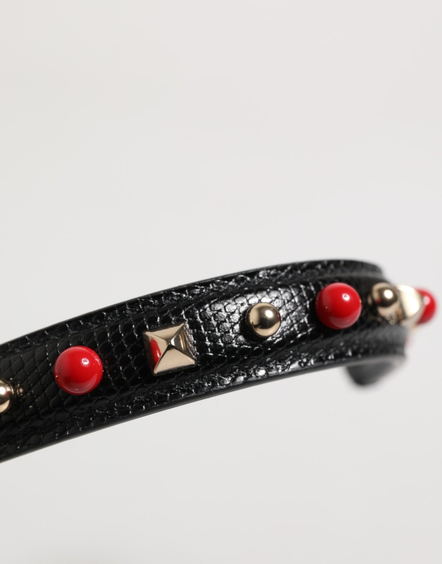 Dolce & Gabbana Black Embellished Leather Bag Handle Women Shoulder Strap