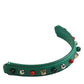 Dolce & Gabbana Green Embellished Leather Bag Handle Women Shoulder Strap