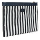 Dolce & Gabbana Black White Striped Logo Plaque Clutch Borse Pouch Bag