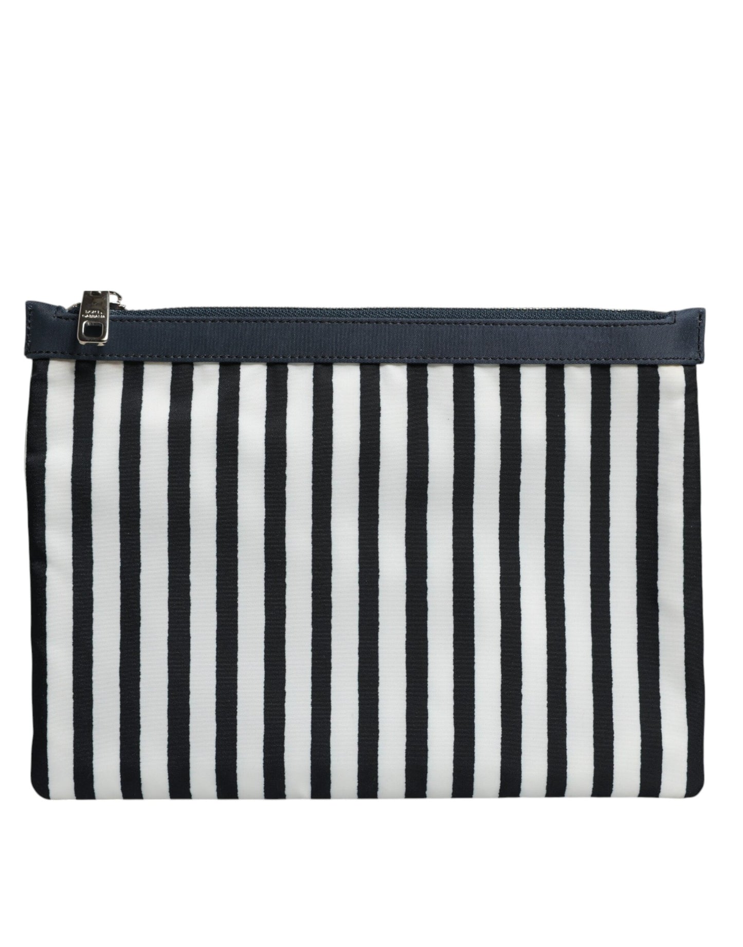 Dolce & Gabbana Black White Striped Logo Plaque Clutch Borse Pouch Bag